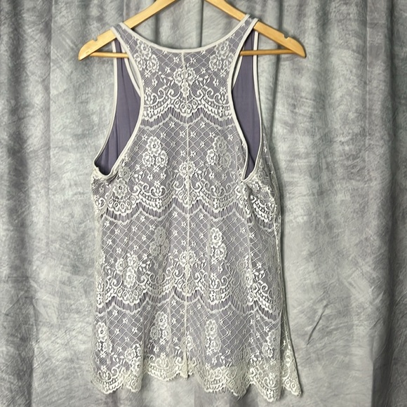 Maurices Lavender Racerback Tank Top with White Lace Overlay - Size Medium - Picture 9 of 15
